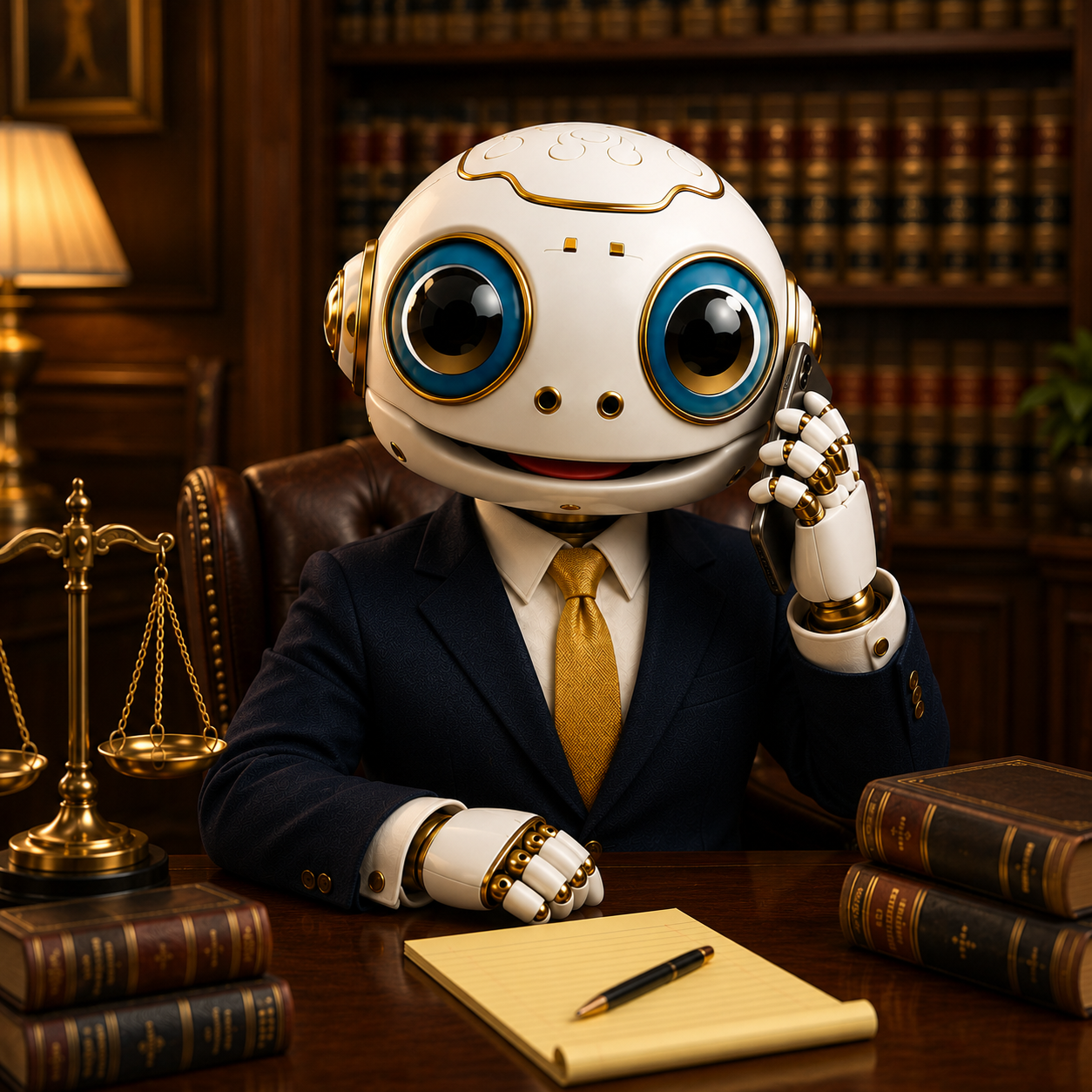 Lawyer Robot taking initial call with 'contact, not legal advice' disclosure