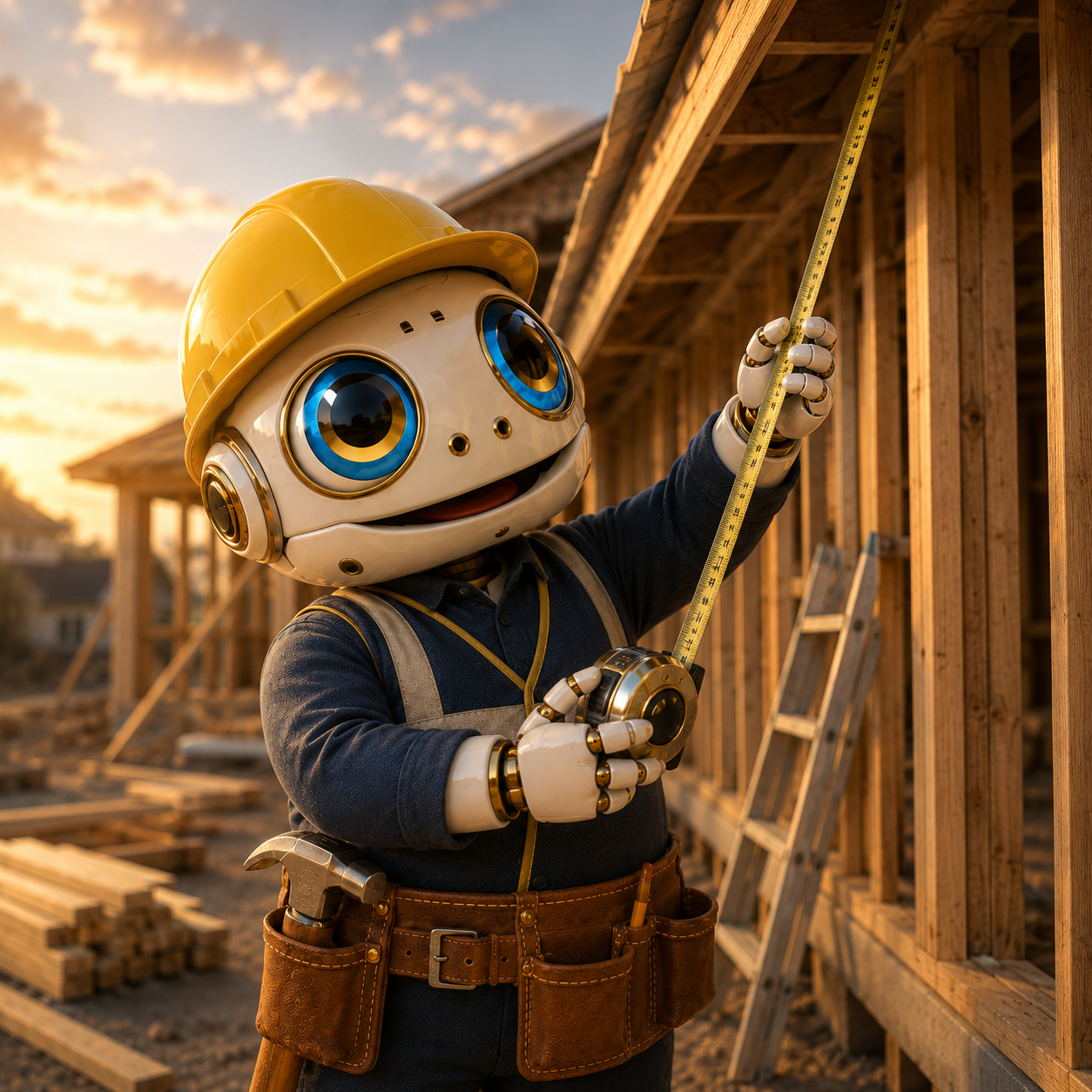 Contractor measuring a roof on a site visit with a tape measure